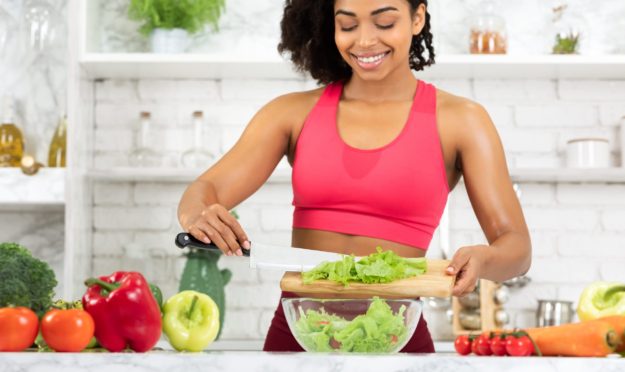 Healthy,Food,To,Boost,Your,Immunity,System.,Happy,African,Woman