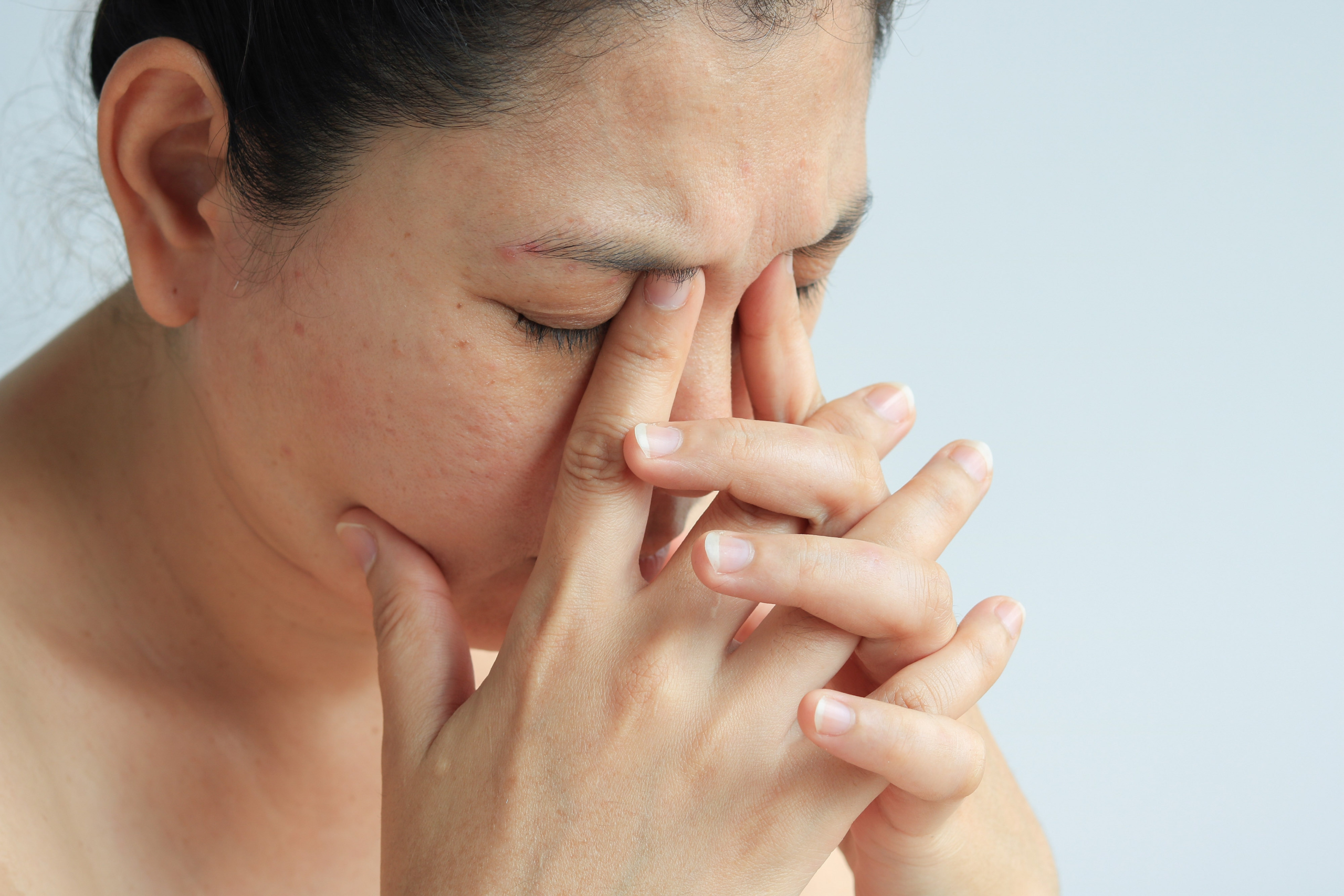 Woman,Face,With,Sinusitis,Or,Sinus,Pain,,Health,Concept